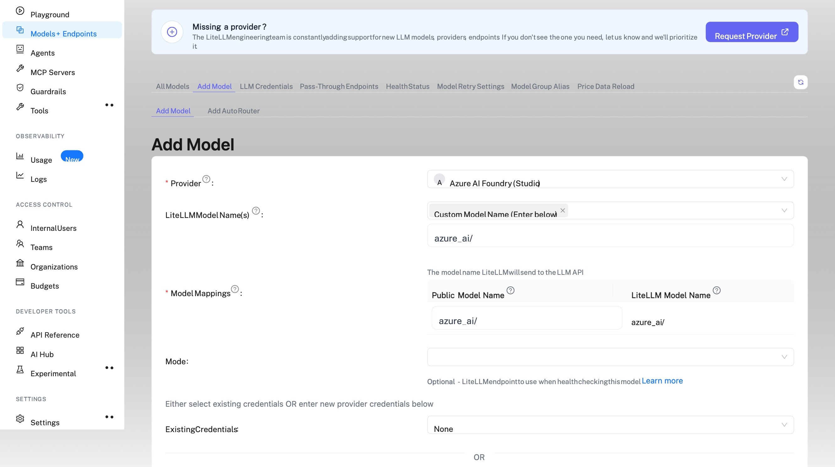 Type azure_ai prefix